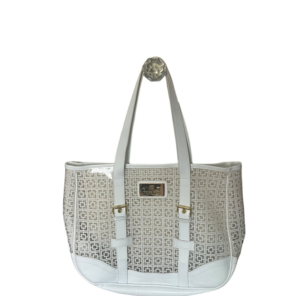 Trina Turk White and Gray Tote Bag